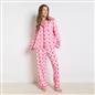 OHS Bows Pyjama Set Womens Jersey Button Through Soft Nightwear Loungewear