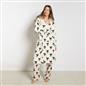 OHS Bows Dressing Gown Flannel Winter Sherpa Lined Loungewear Hooded Bathrobe