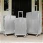 OHS Metallic Effect Suitcase Set 3-Piece Hard Shell Luggage 4 Wheel ABS