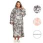 OHS Extra Long Tie-Dye Print Fleece Oversized Wearable Hoodie Blanket