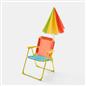 OHS Kids Camping Chair Parasol Set Colour Block Outdoor Garden Folding Seat