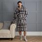 OHS Teddy Dressing Gown Tartan Check Soft Unisex Hooded Xmas Loungewear Robe