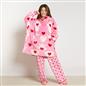 OHS Bow Lattice Hoodie Blanket Sherpa Lined Fleece Wearable Throw Thermal