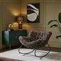 OHS Rocking Chair Ribbed or Smooth Faux Fur Upholstered Metal Frame Cushioned