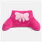 OHS Embroidered Bow Cuddle Cushion Teddy Fleece Reading Pillow with Arms