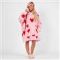OHS Heart Print Hoodie Blanket Oversized Adult Fleece Sherpa Throw Jumper