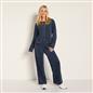OHS Matte Velvet Loungewear Co-Ord Set Stripe Print Button Through Nightwear