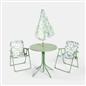 OHS Kids Folding Bistro Set Daisy Print Table Chair Seat with Parasol Garden