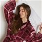 OHS Teddy Dressing Gown Tartan Check Soft Unisex Hooded Xmas Loungewear Robe