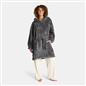OHS Ribbed Flannel Hooded Blanket Fleece Wearable Throw Warm Oversized Hoodie