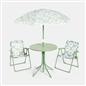 OHS Kids Folding Bistro Set Daisy Print Table Chair Seat with Parasol Garden