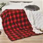 OHS Large Tartan Sherpa Flannel Fleece Throw Over Bed Blanket Check Red