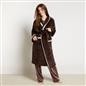 OHS Piped Edge Dressing Gown Flannel Fleece Winter Loungewear Hooded Bathrobe
