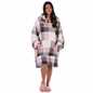 Dreamscene Check Hoodie Blanket Soft Wearable Sherpa Oversized Sweatshirt, Blush