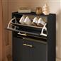 OHS Ribbed Shoe Rack 2 Drawer Wooden Cabinet Shoes Organiser Stand Holder