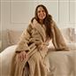 OHS Teddy Fleece Dressing Gown Floor Length Hooded Bathrobe Winter Loungewear