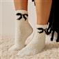 OHS Bows Socks 3 Pair Fluffy Fleece Warm Soft Thermal Bed Lounge Sock Slipper