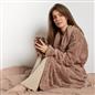 OHS Tufted Dressing Gown Soft Fleece Robe Thermal Bathrobe Hooded Loungewear