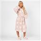 Heart Dressing Gown Soft Teddy Marl Fleece Hooded Ladies Long Warm Robe Womens