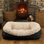 Dog Bed Washable Plush Soft Faux Fur Fleece Ribbed Pet Basket Cushion Warm Cosy