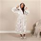 OHS Dressing Gown Hooded Teddy Marl Star Fleece Warm Womens Ladies Soft Robe