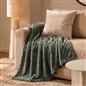 OHS Faux Fur Ribbed Fleece Throw Over Bed Blanket Supersoft, Green - 150 x 200cm