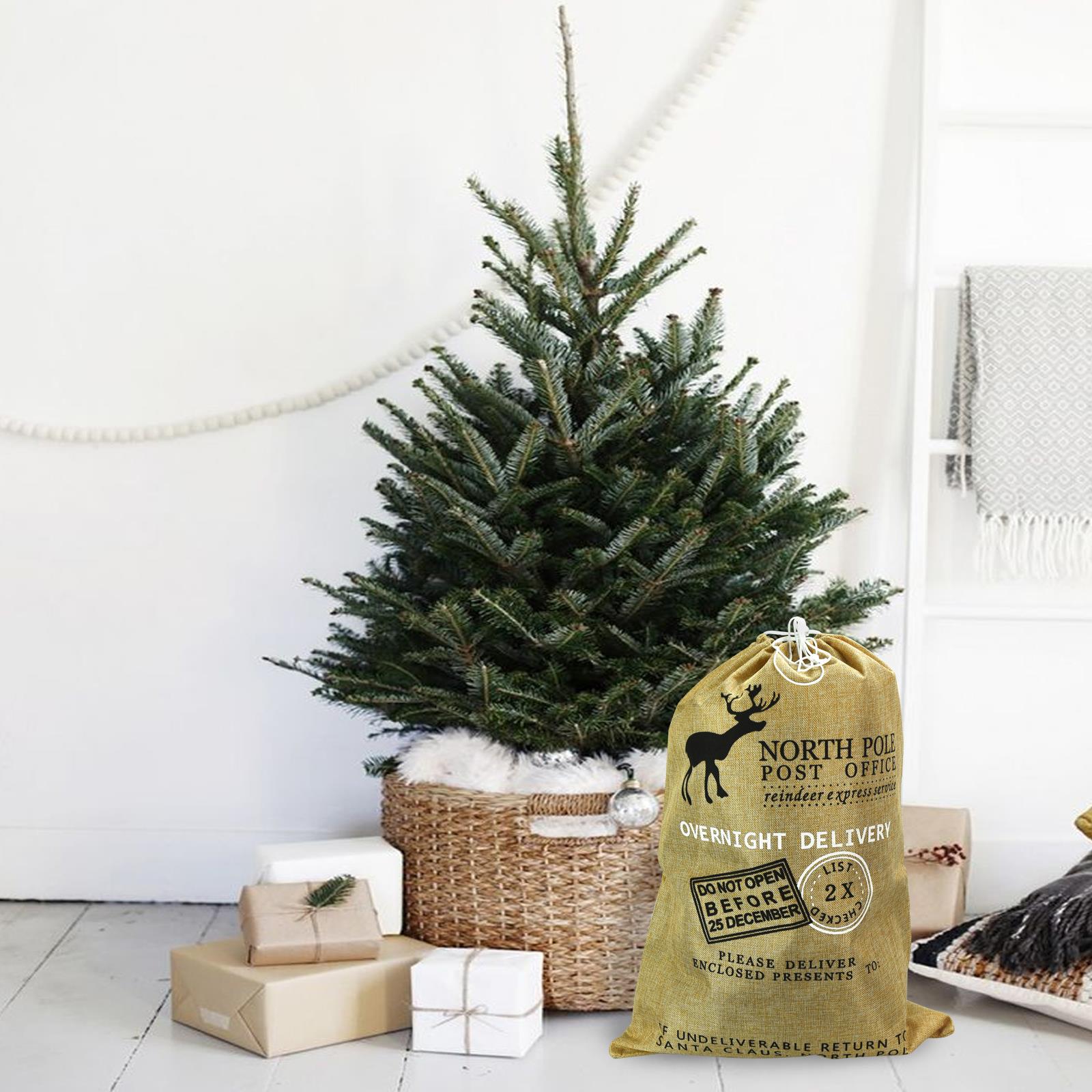RUSTIC CHRISTMAS JUTE//HESSIAN SANTA SACK GIFT BAG TIE TOP WITH BAKER TWINE