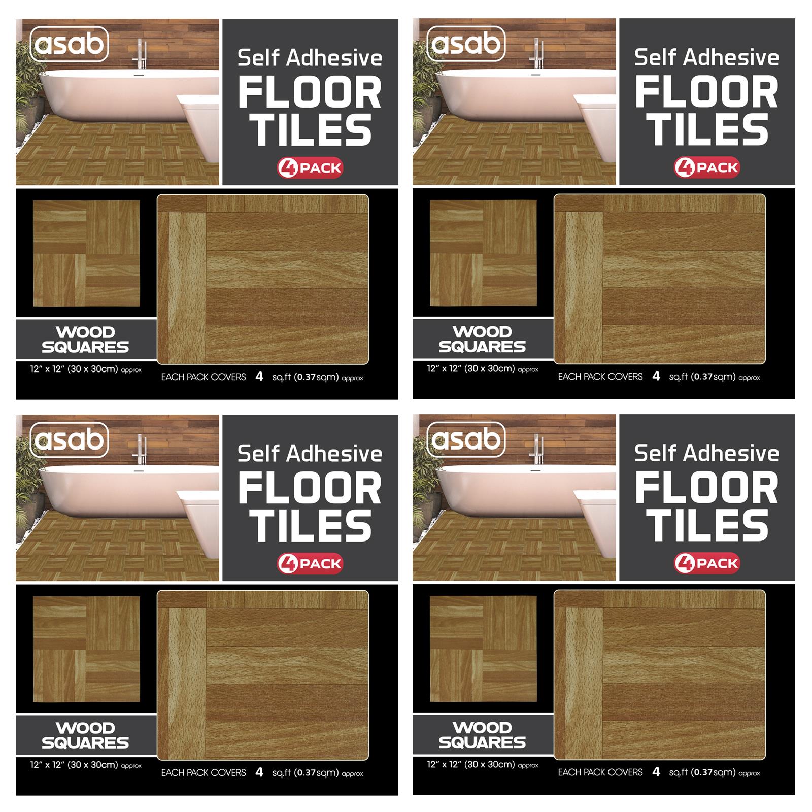 4PK Self Adhesive Floor Tiles Vinyl PVC Kitchen Bathroom ...