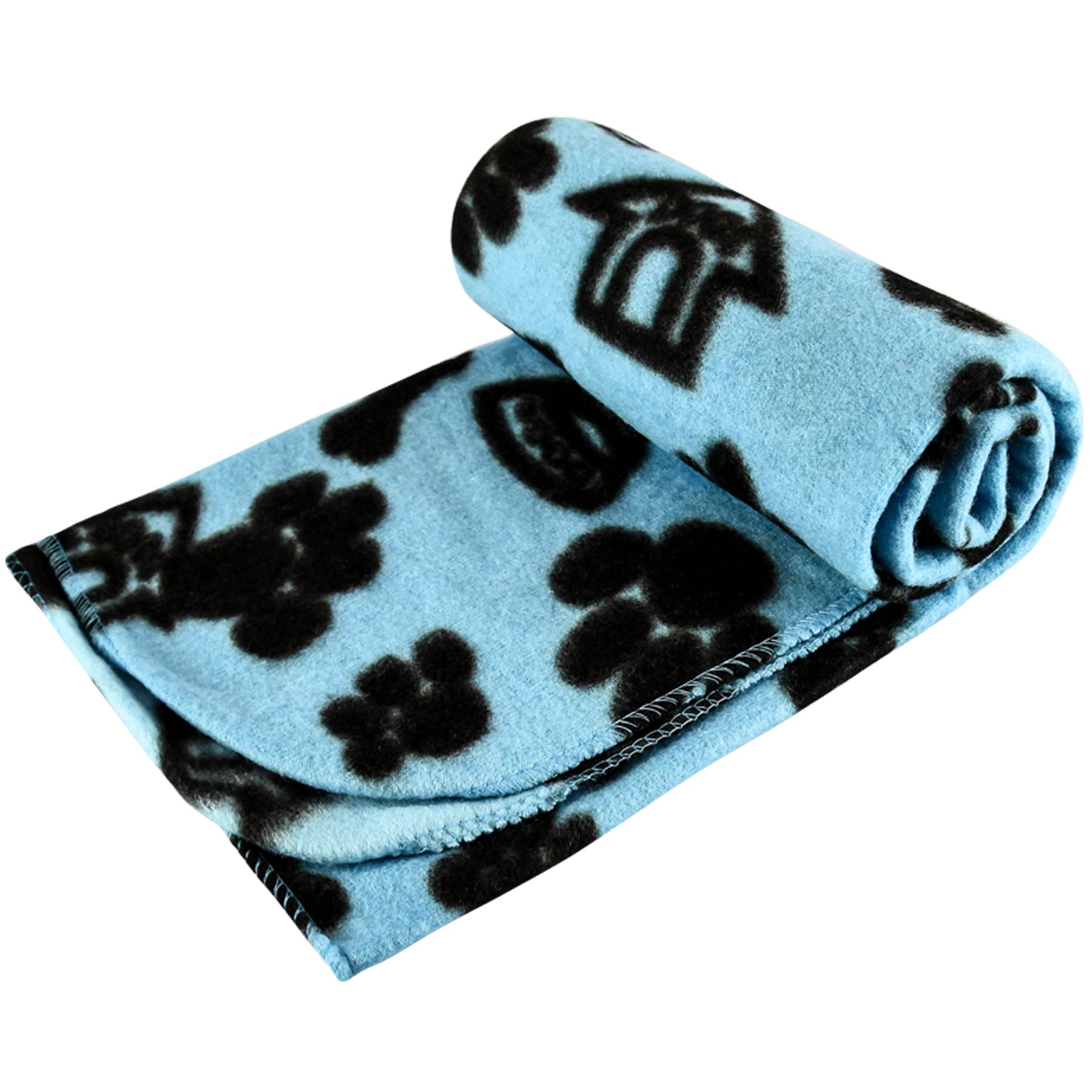 Pet Blanket Dogs & Puppy Cat Paw Print Soft Warm Fleece Bed Travel