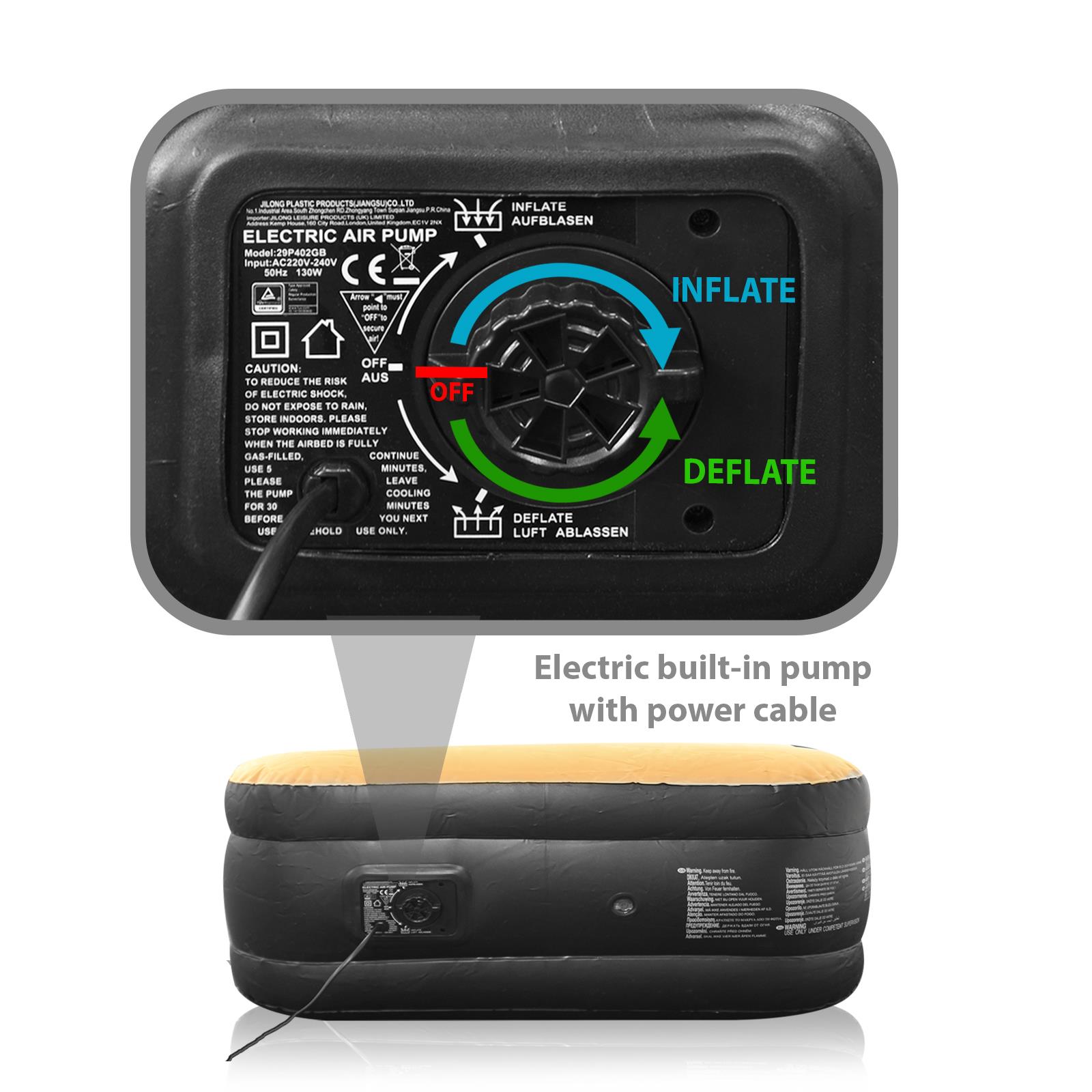 Electric Pump Option Double Size Inflatable Air Bed Blow Up Mattress eBay