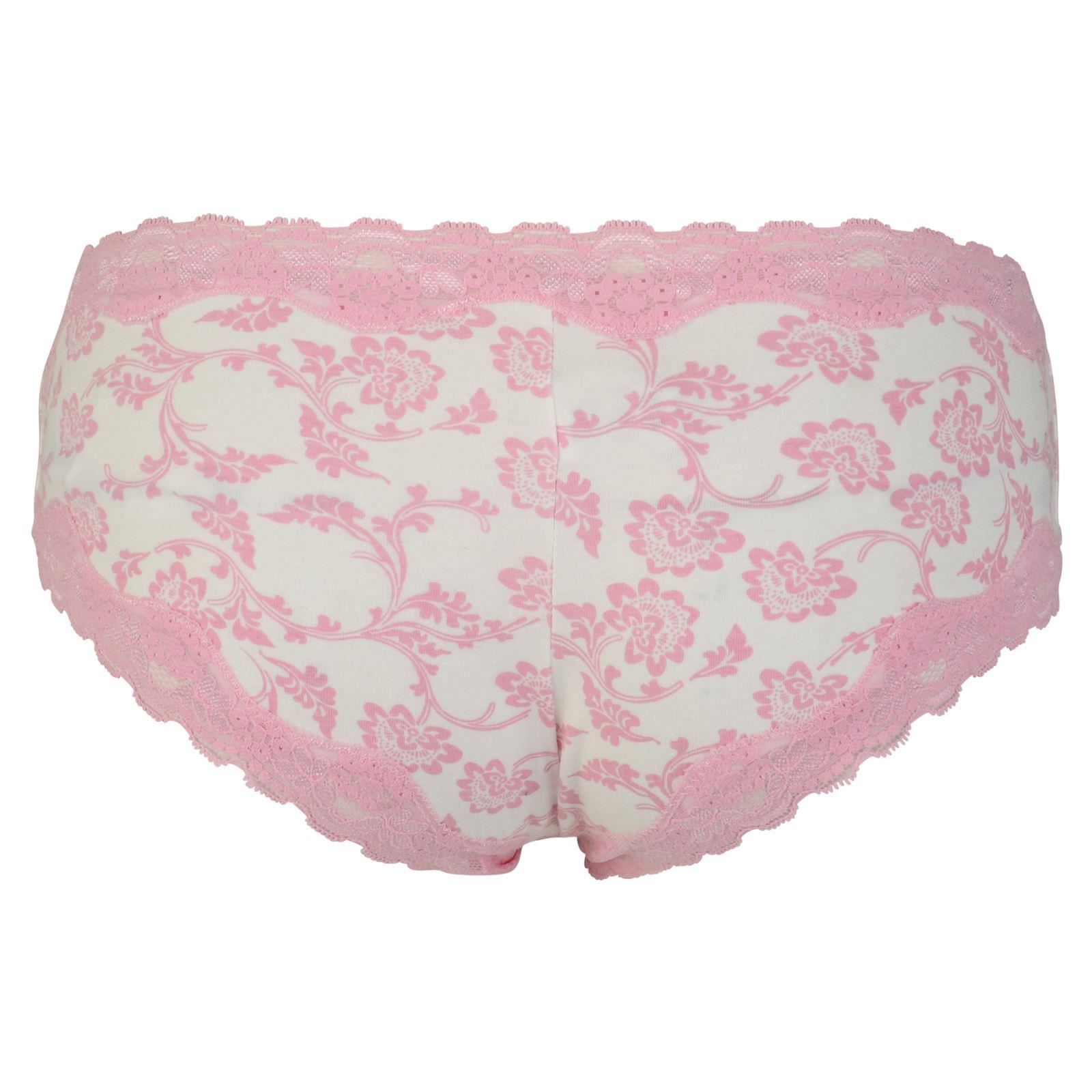 Ladies French Knickers Boy Shorts Style Briefs Lace Trimmed Floral Sizes 10-12