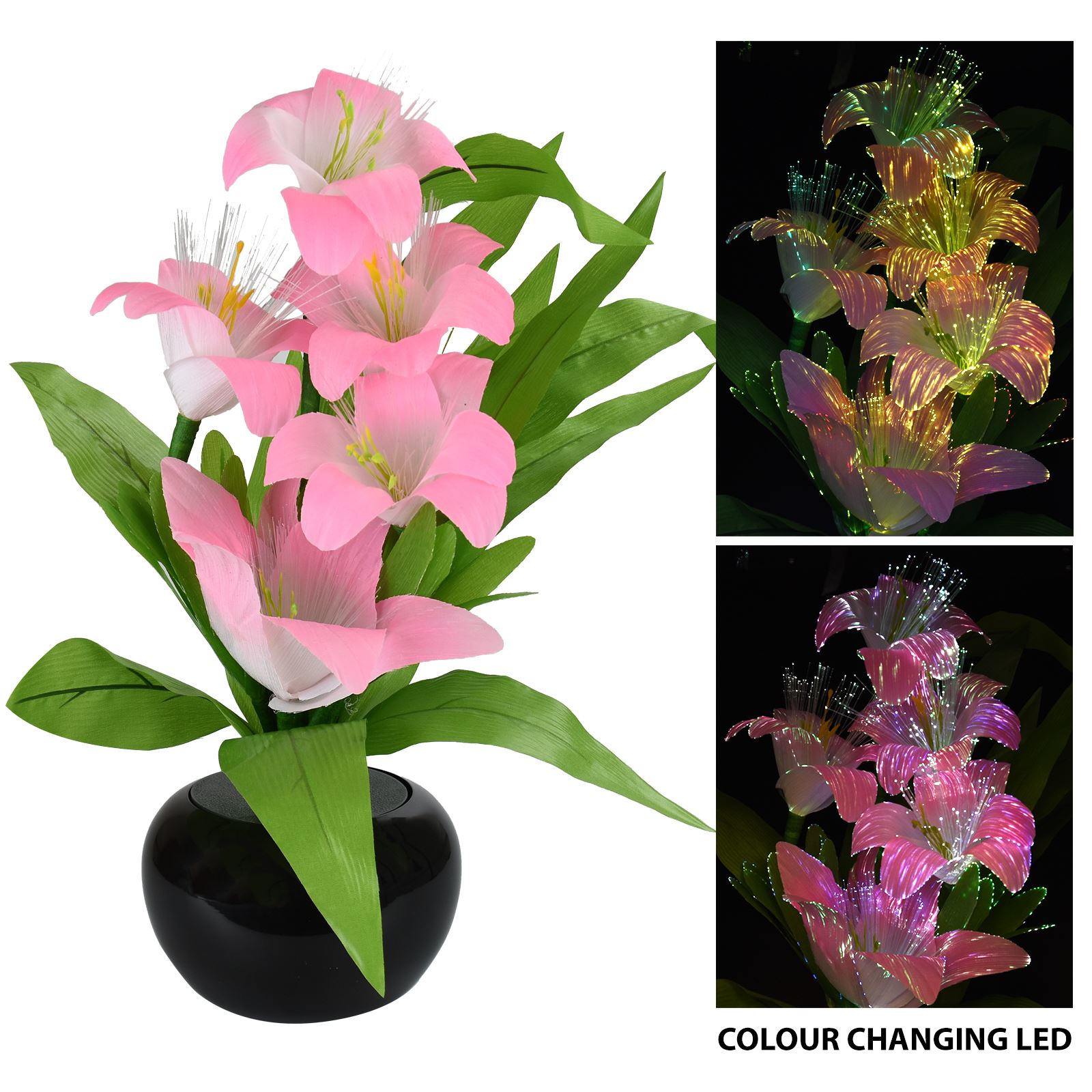 RGB Colour Changing Flower Vase Mood Light Display LED Fibre Optic