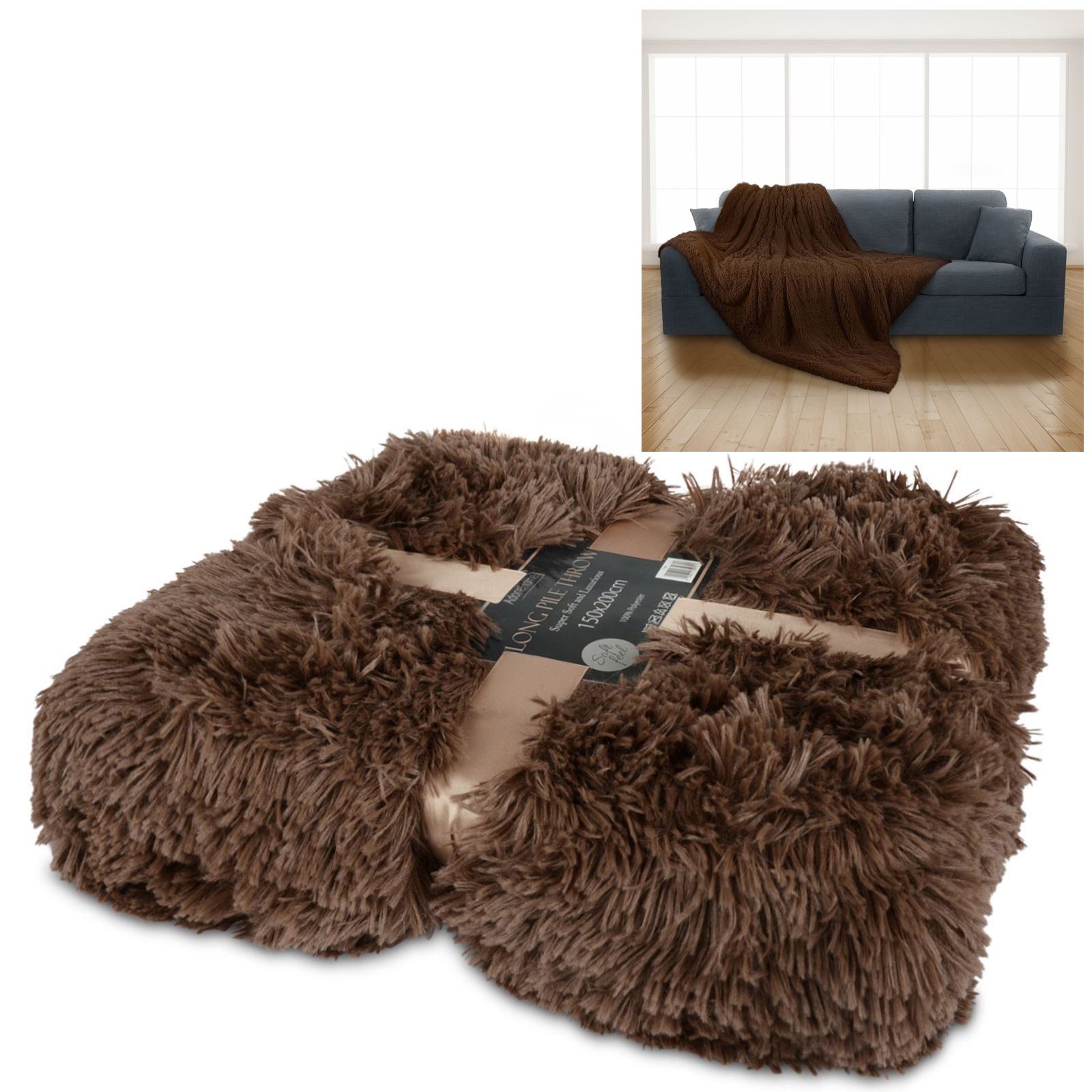Luxury Long Pile Throw Blanket Super Soft Faux Fur Warm Shaggy Cover