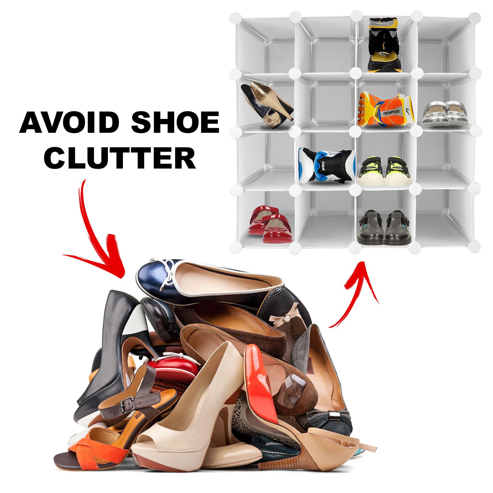 16 Pair Interlocking Cube Shoe Organiser Storage Shelf Display Stand