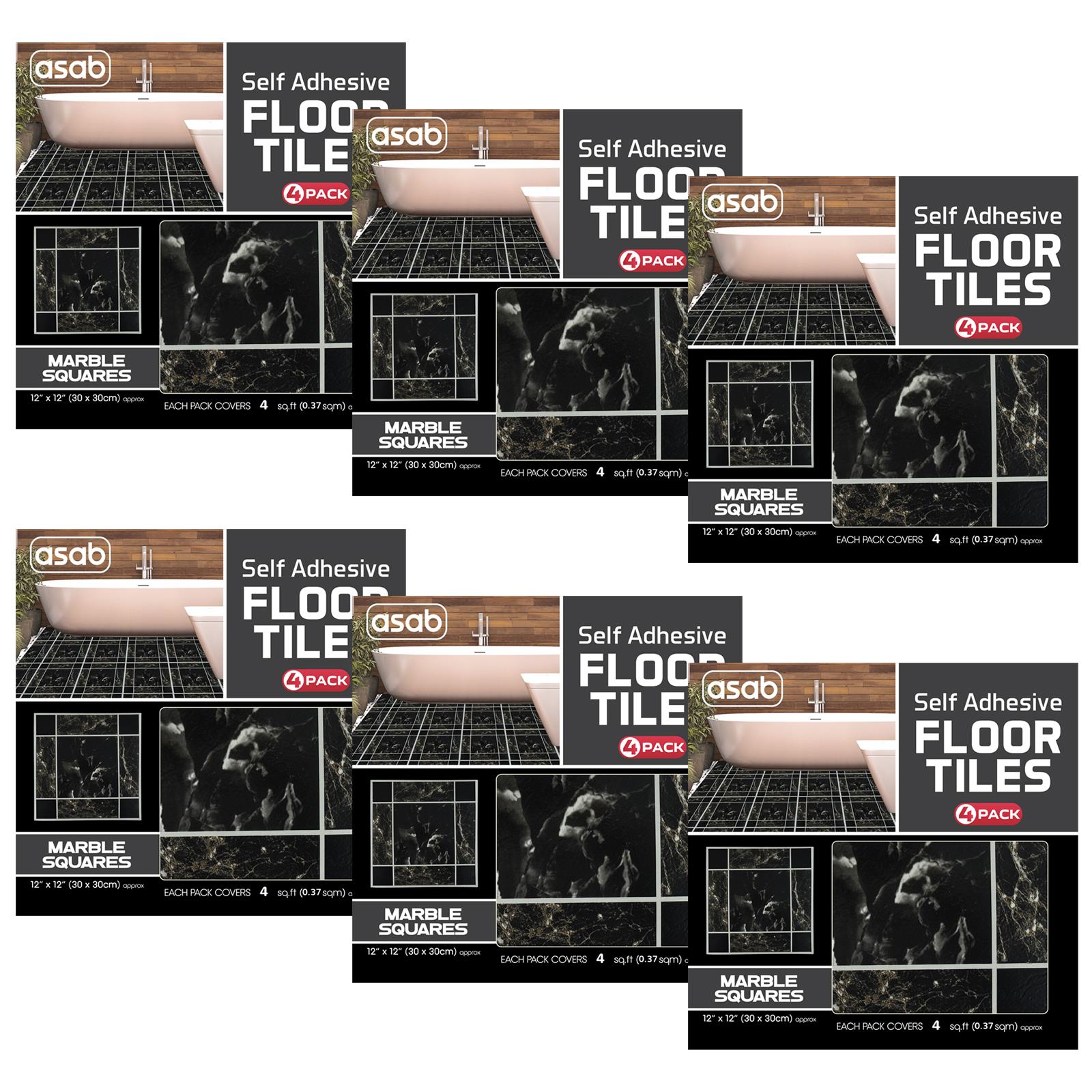 4PK Self Adhesive Floor Tiles Vinyl PVC Kitchen Bathroom Lino Square