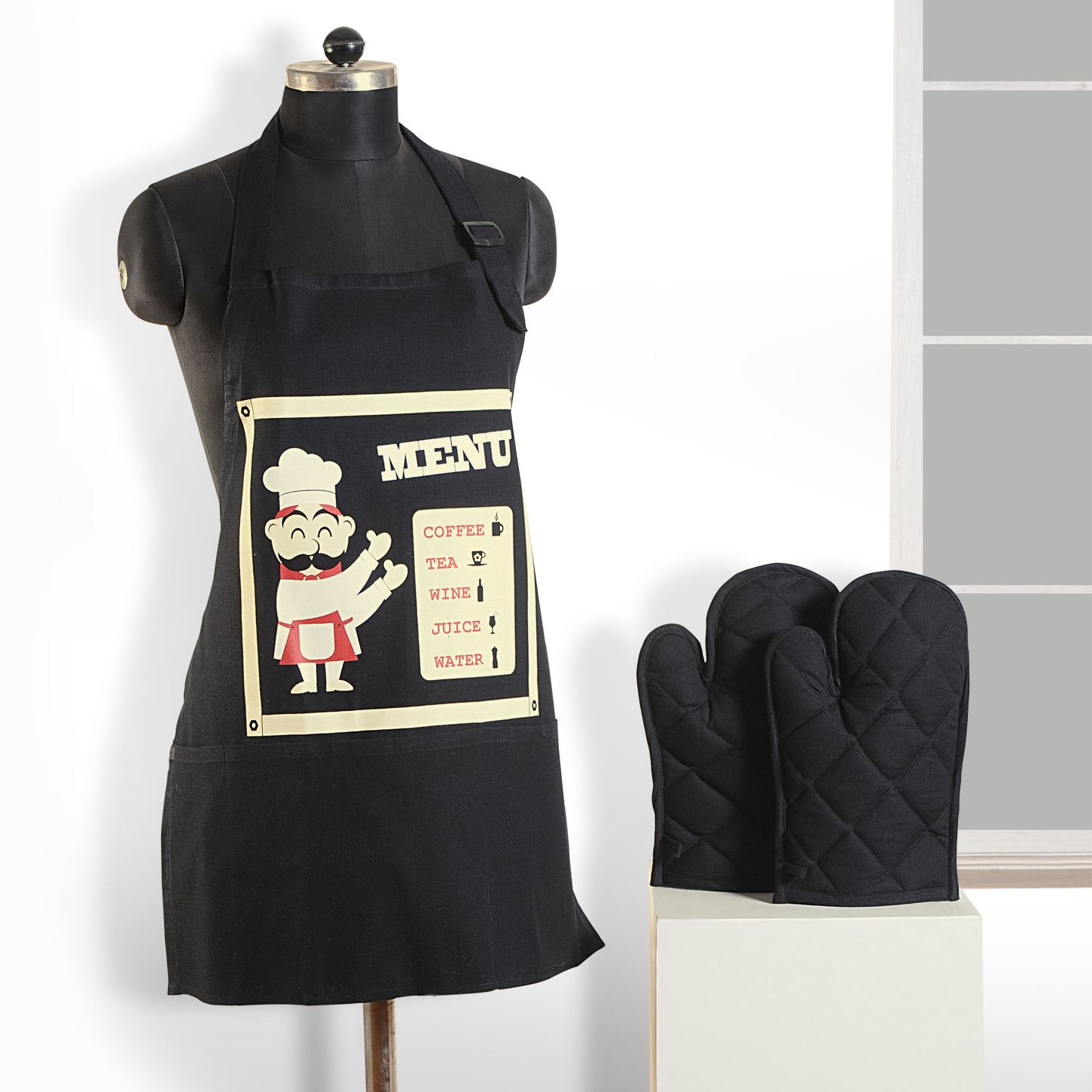 Novelty Chefs Kitchen Cooking Apron Oven Gloves Set Crafts Baking