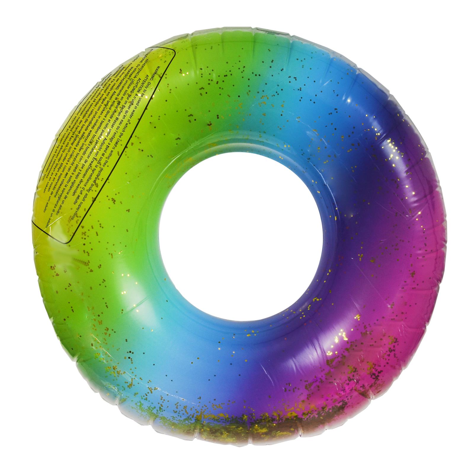 KIDS INFLATABLE RUBBER Glitter Swim Ring Lounge Pool Sea Fun Sun Travel