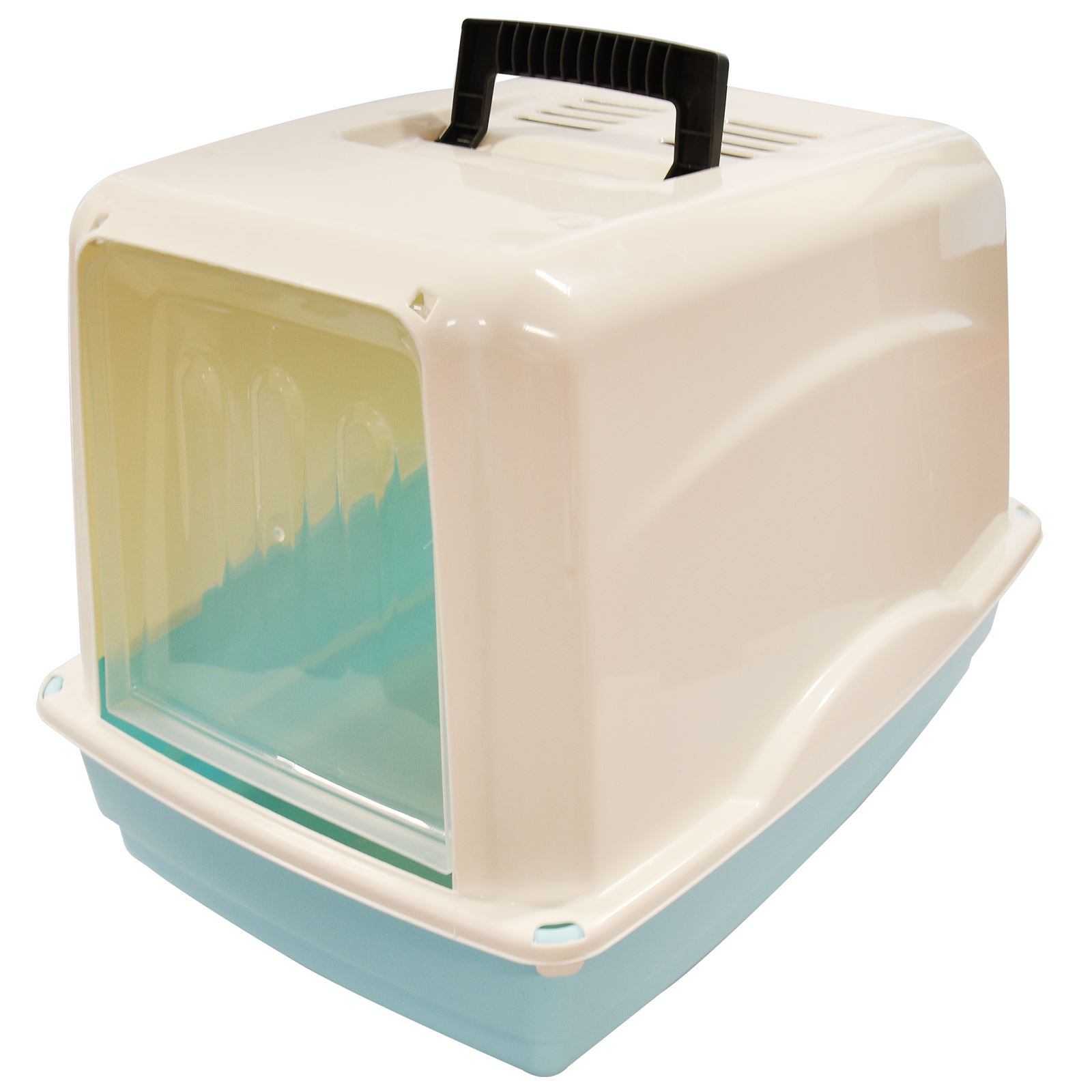 Pet Cat Hooded Litter Box Tray Toilet Swing Door Carry Handle Large