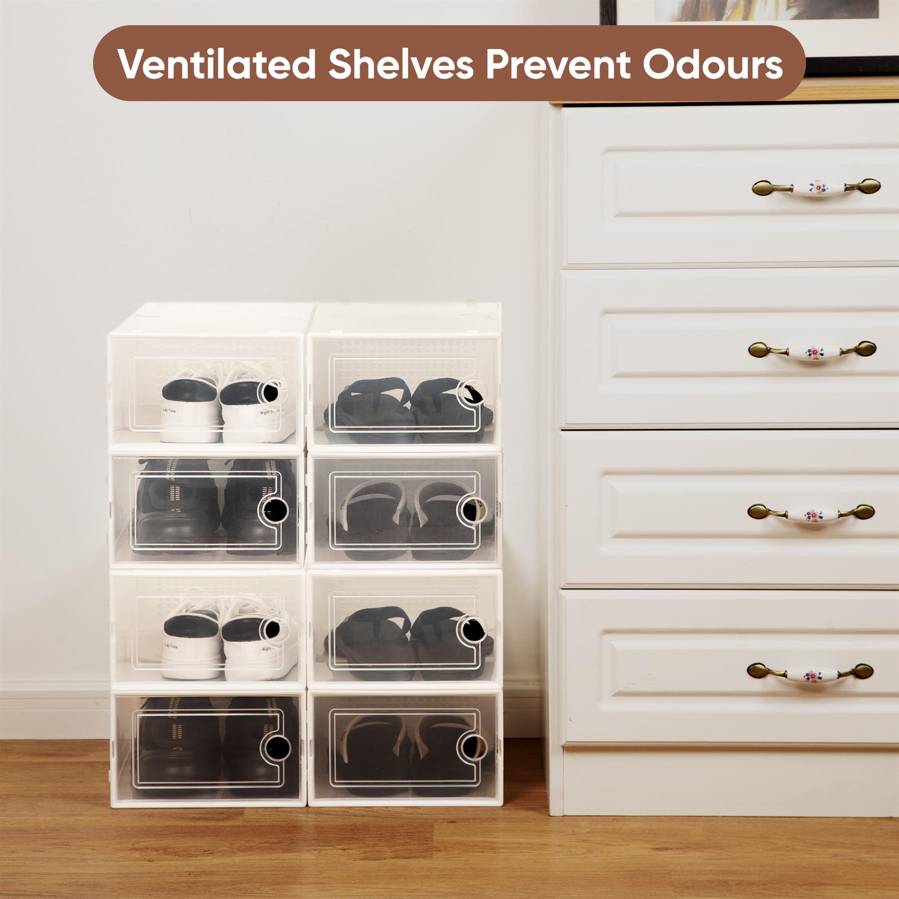 Stackable Shoe Storage Boxes Sneakers Trainers Display Box Plastic Shoe