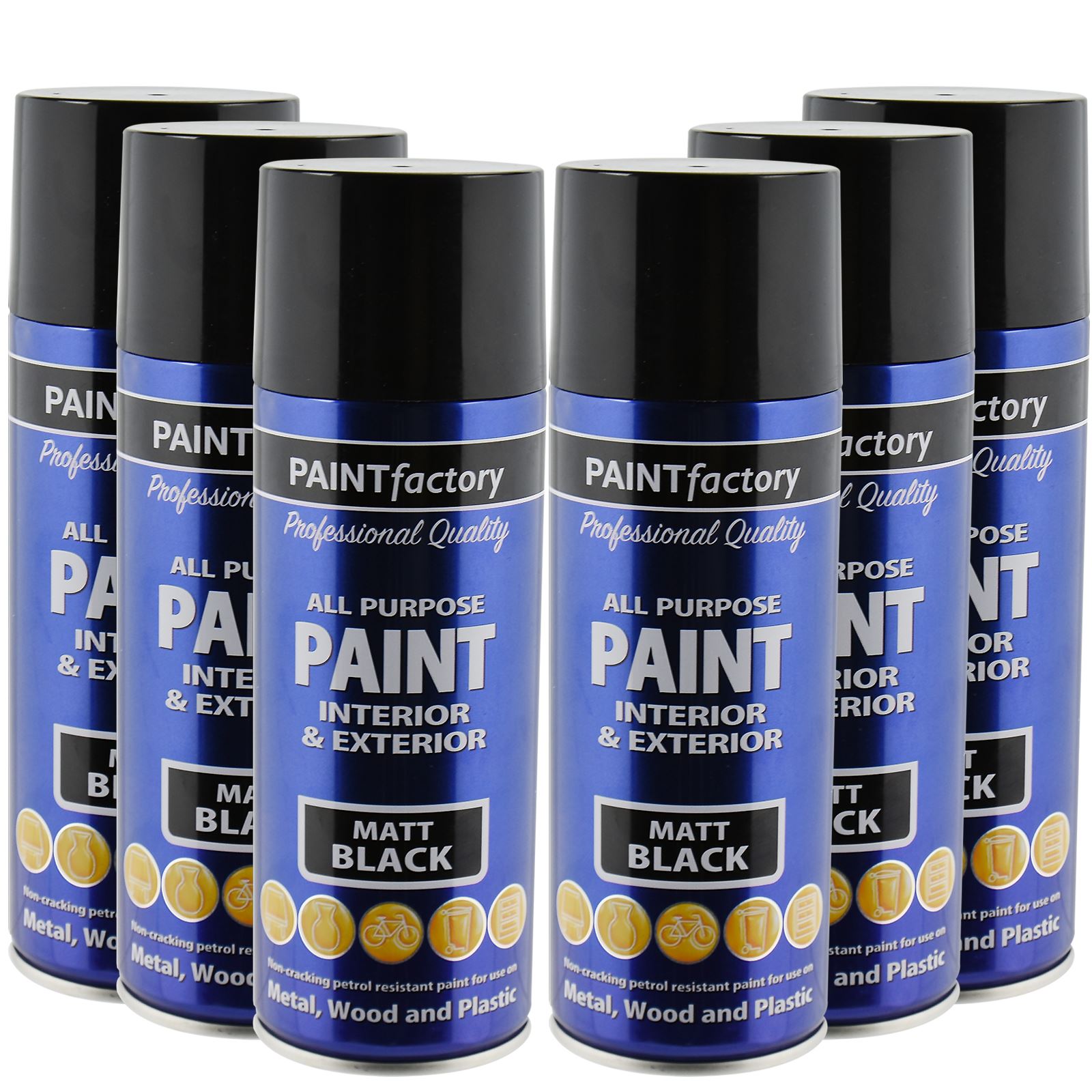 All Purpose Black Matt Spray Paint 400ml Aerosol Dry Metal Interior