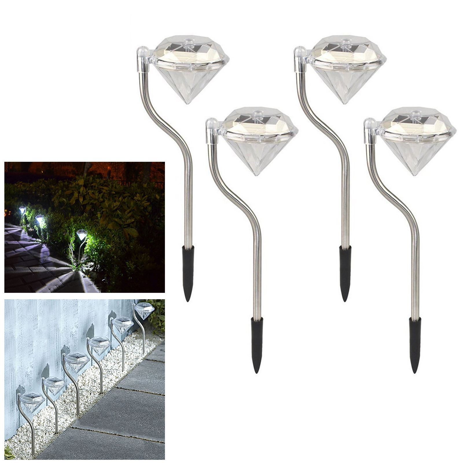 Solar Powered LED Post Lights Stainless Steel Outdoor Garden Patio