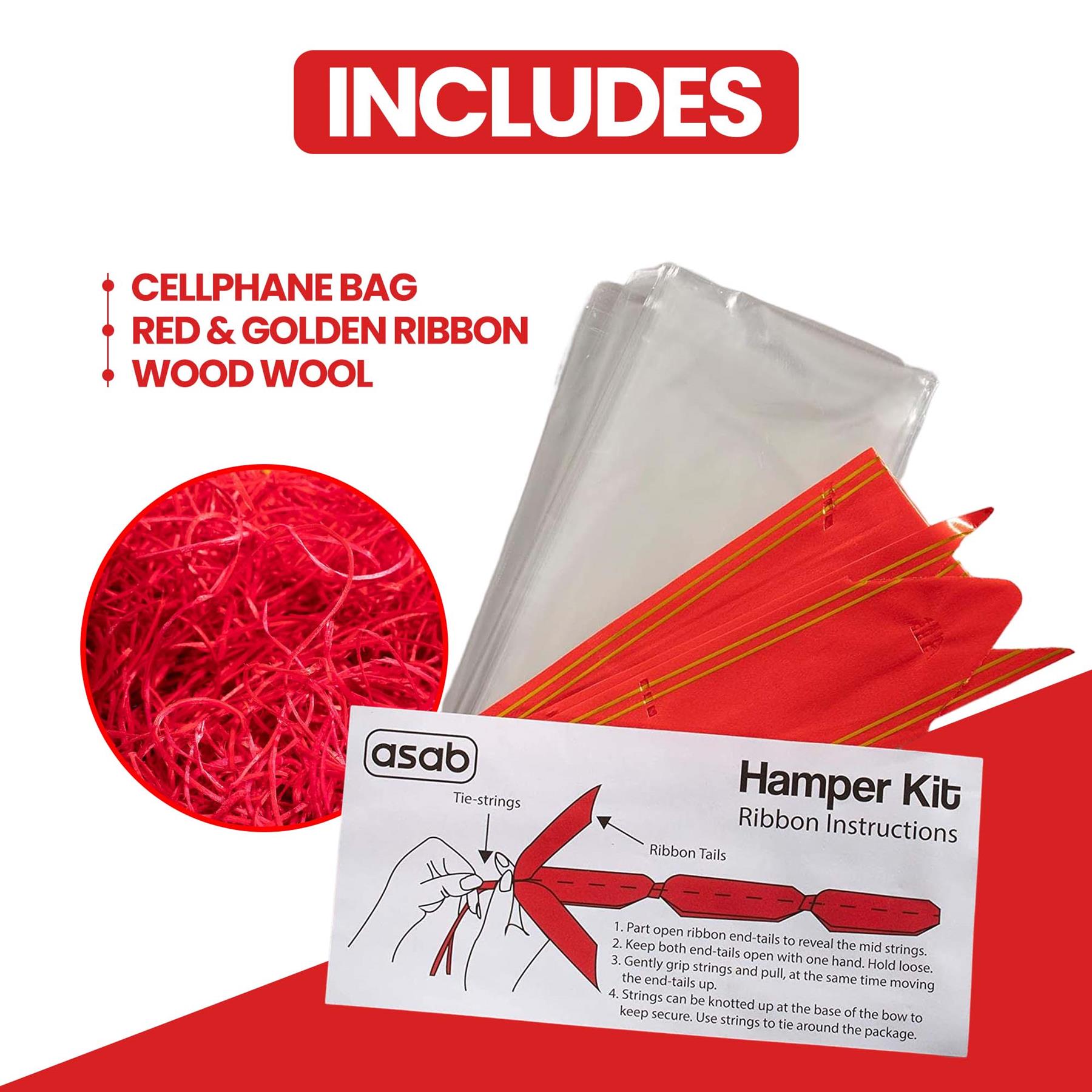 Make Your Own Gift Hamper Kit Wood Wool Bow Cellophane Bag Easter