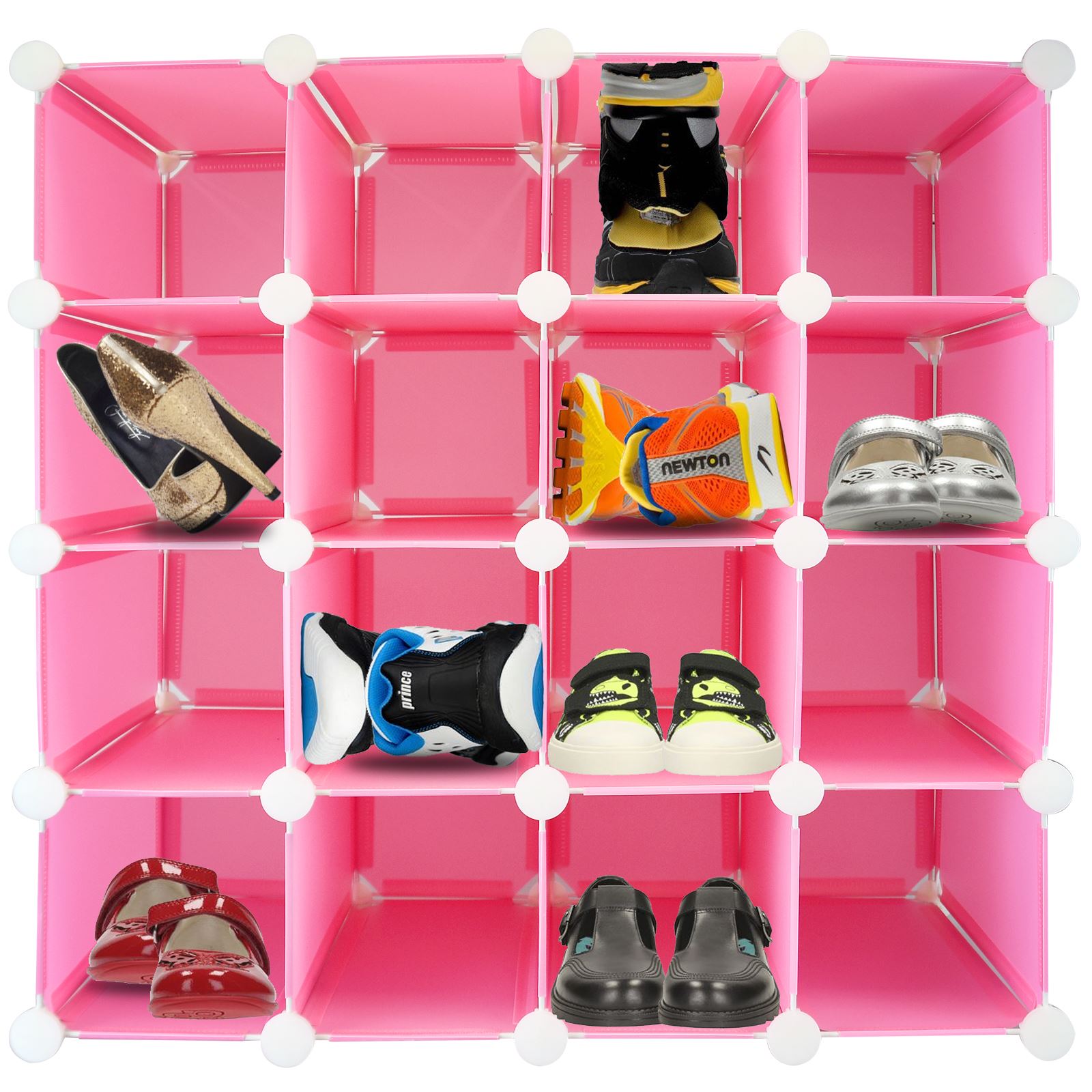 16 Pair Interlocking Cube Shoe Organiser Storage Shelf Display Stand