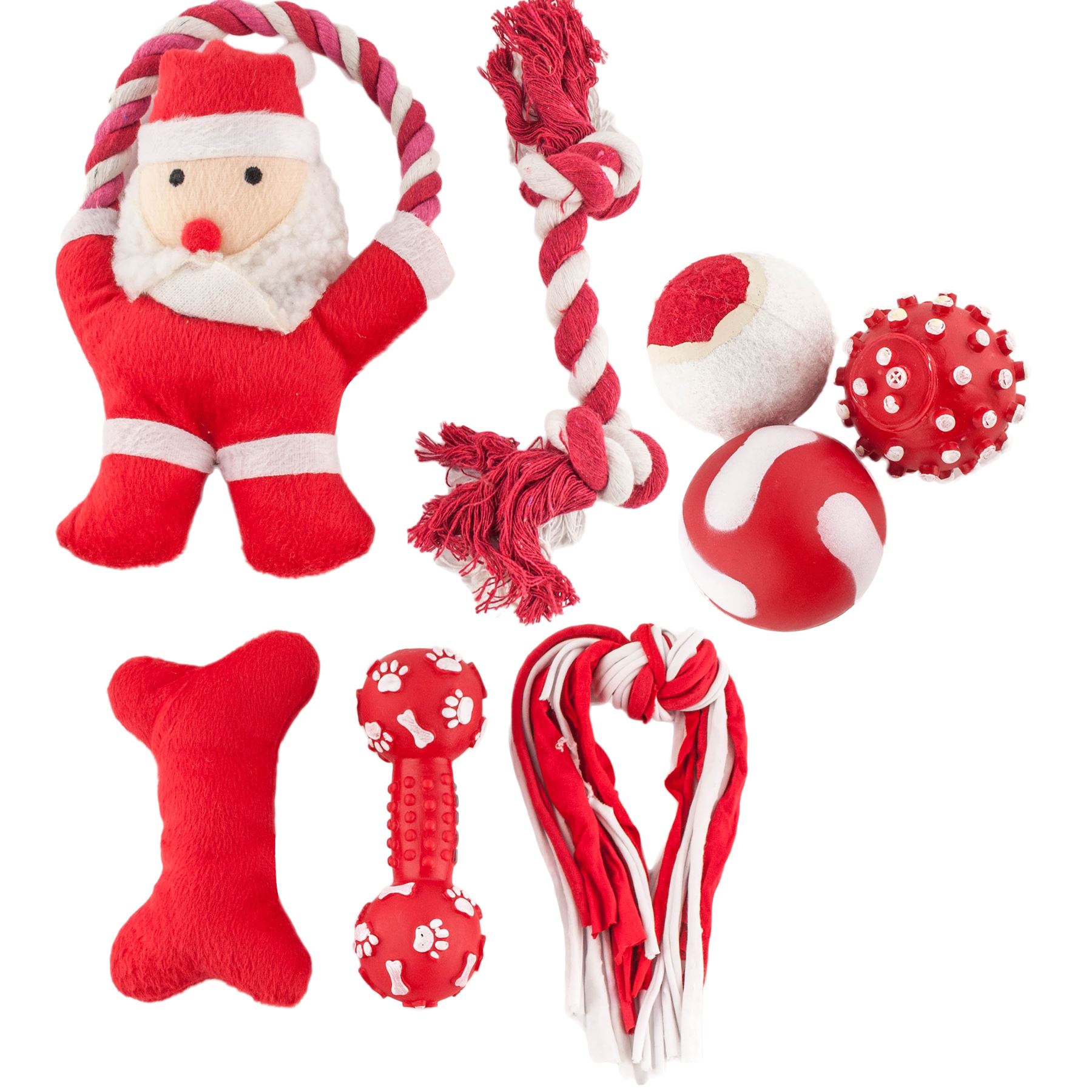 Christmas Pet Dog Toy Stocking Santa Snowman Squeaky Bone Ball Festive