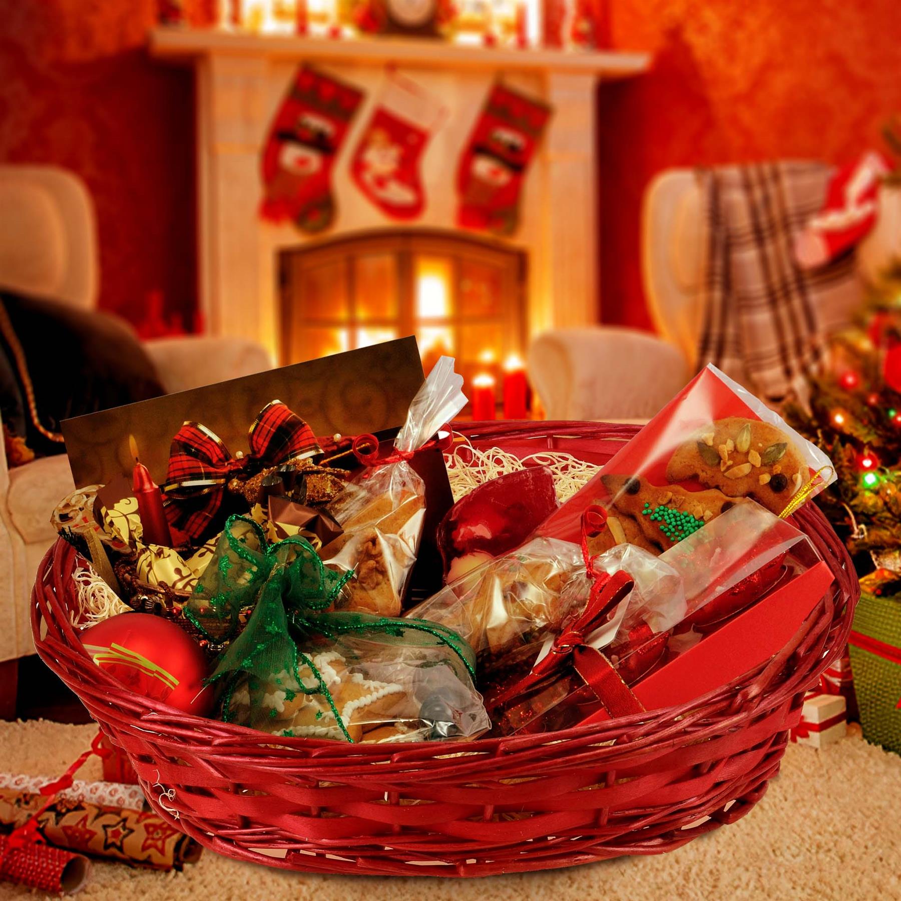 Make Your Own Gift Hamper Kit Wood Wool Bow Cellophane Bag Easter