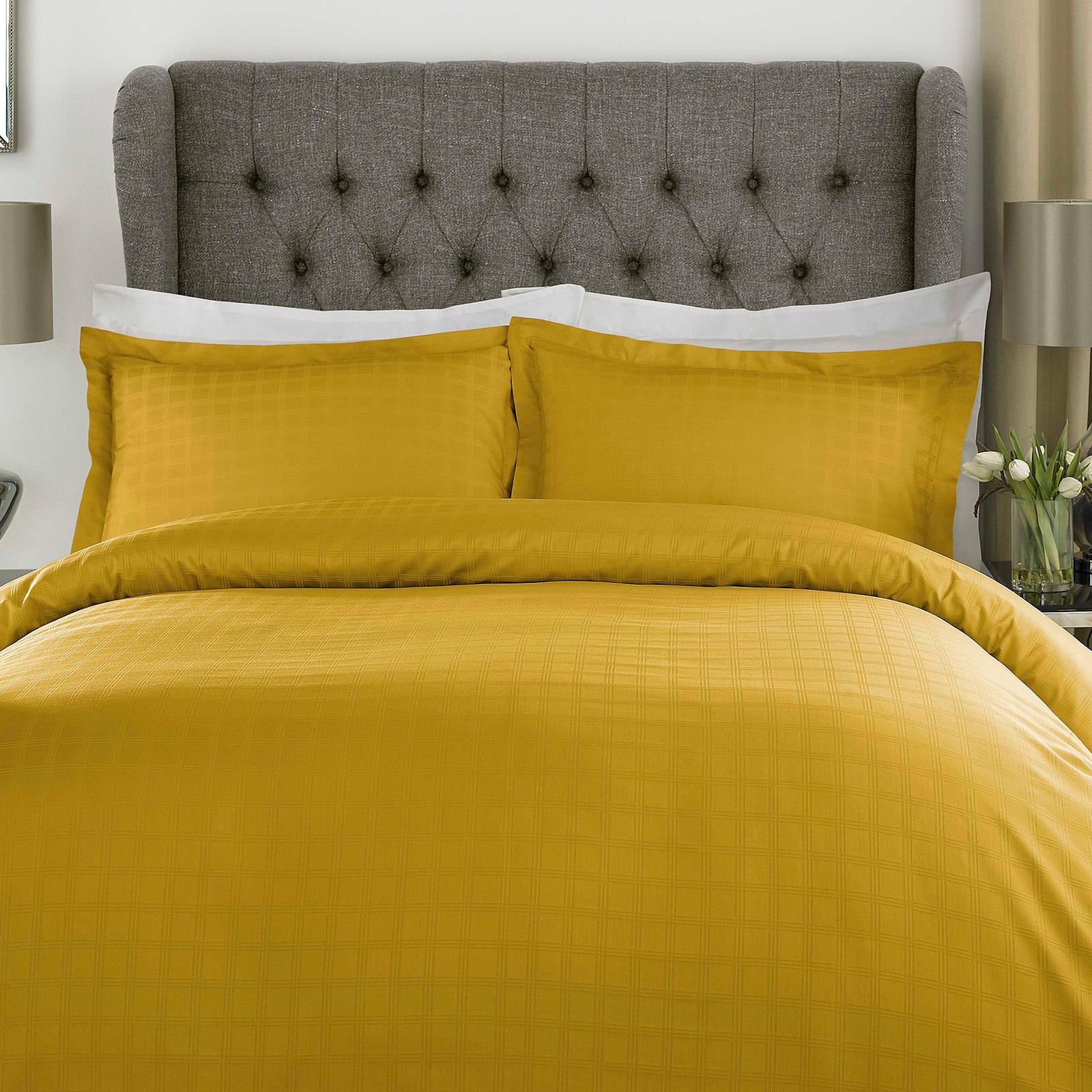 Luxury Duvet Cover Set 400 Thread Count 100 Cotton Satin Stripe Check