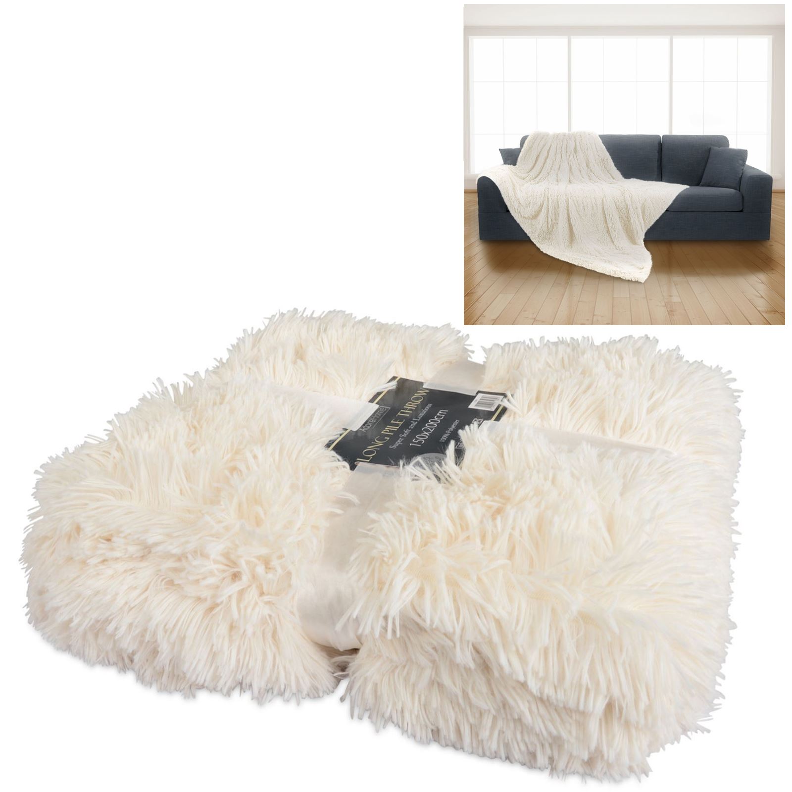 Luxury Long Pile Throw Blanket Super Soft Faux Fur Warm Shaggy Cover