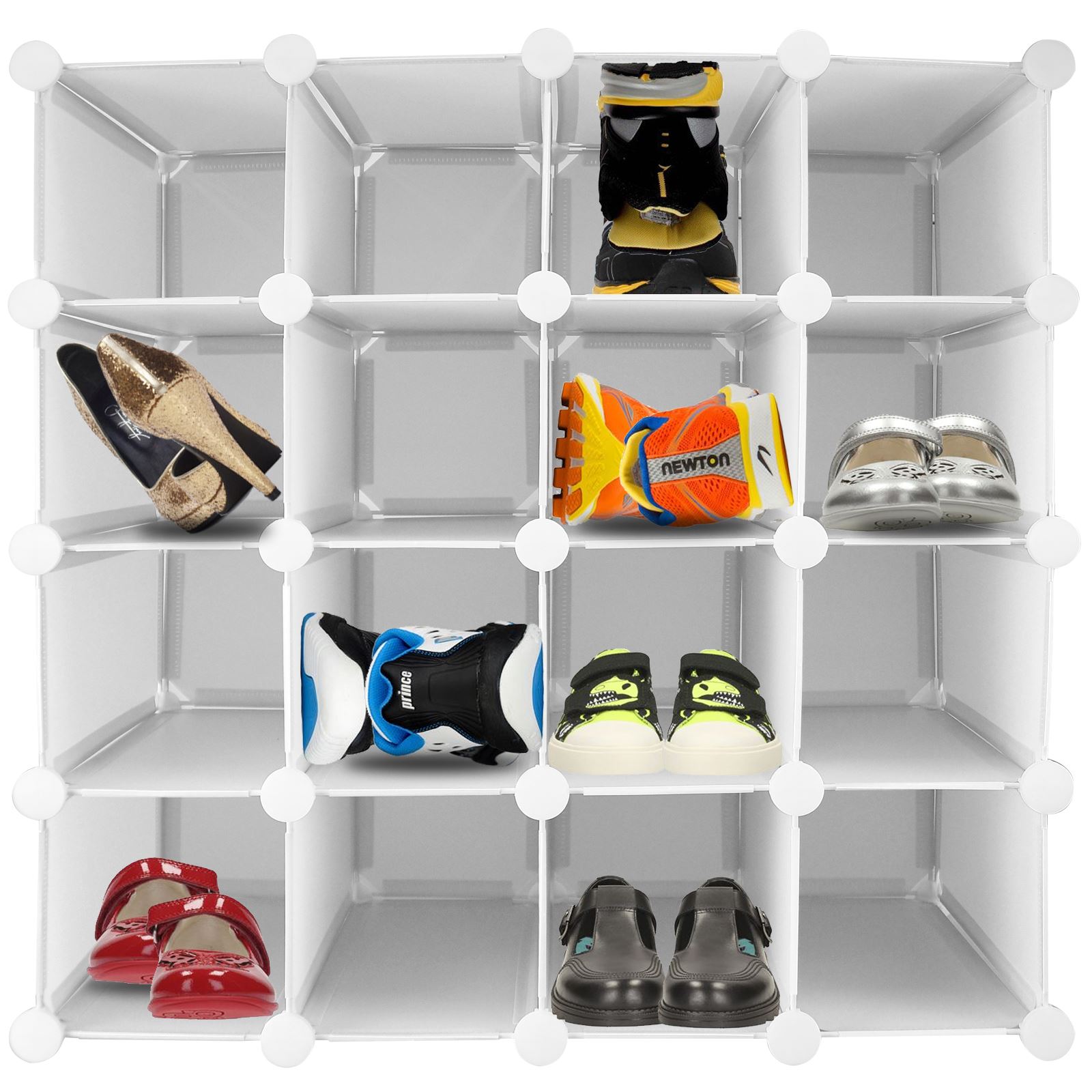 16 Pair Interlocking Cube Shoe Organiser Storage Shelf Display Stand