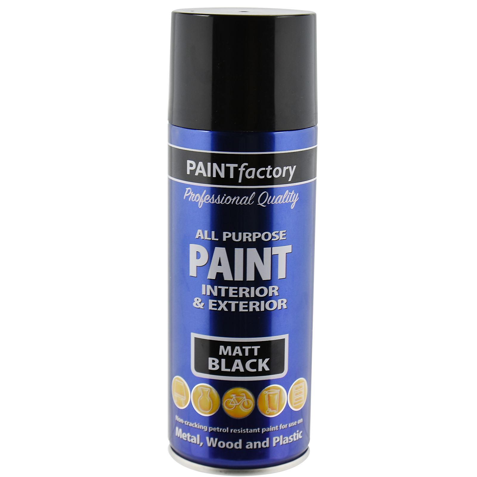 All Purpose Black Matt Spray Paint 400ml Aerosol Dry Metal Interior