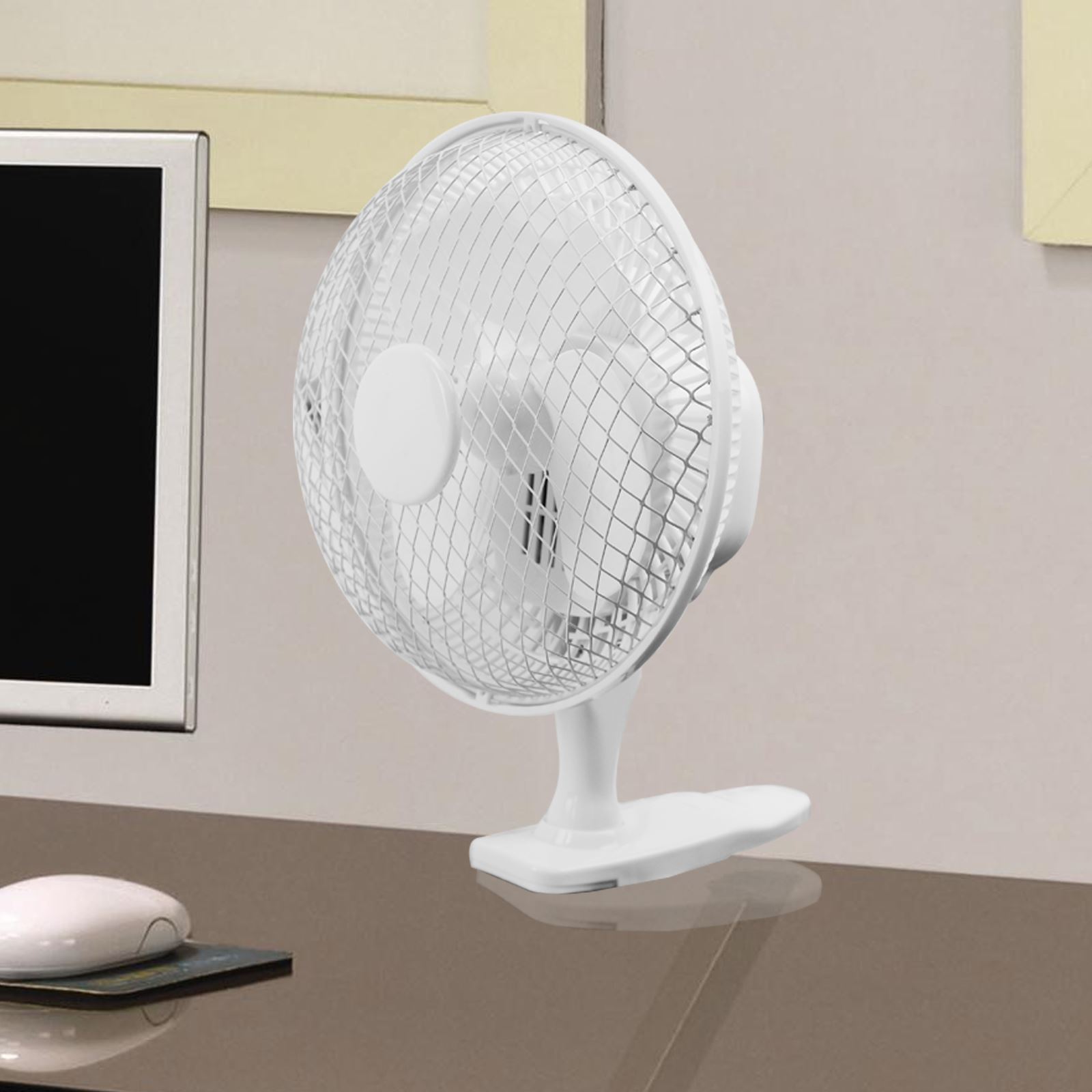 White Cooling Fan Desktop Pedestal Oscillating Stand Home Office Cool